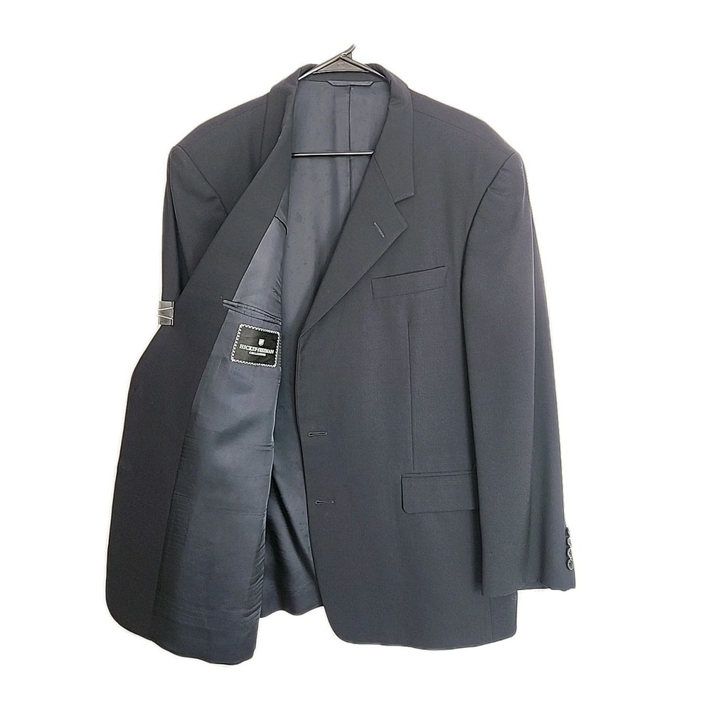 Hickey Freeman Men's 44 Regular Navy 2-Button 100% Wool Sport Coat Blazer EUC